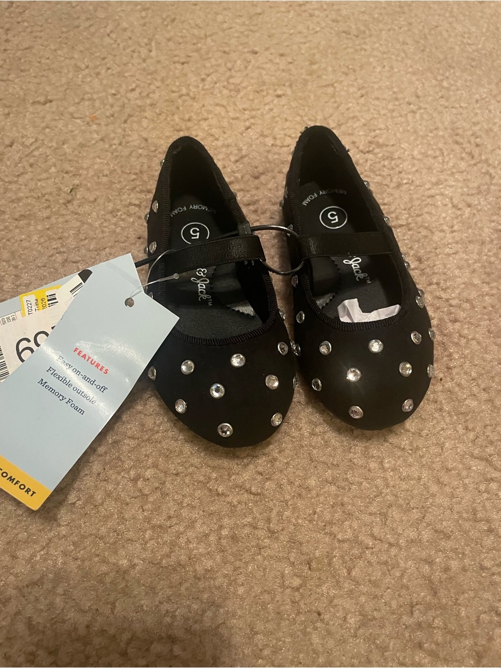 Cat & Jack Black Studded Mary Jane Shoes